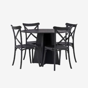 Venture Home – Matgrupp Bootcut med 4st matstolar Crosett – Svart – Matgrupp 4 personer – Från Homeroom
