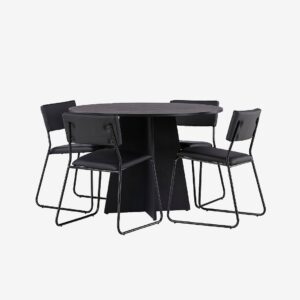Venture Home – Matgrupp Bootcut med 4st matstolar Kenth – Svart – Matgrupp 4 personer – Från Homeroom