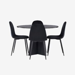 Venture Home – Matgrupp Bootcut med 4st matstolar Polar – Svart – Matgrupp 4 personer – Från Homeroom