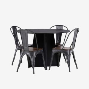 Venture Home – Matgrupp Bootcut med 4st matstolar Tempe – Svart – Matgrupp 4 personer – Från Homeroom