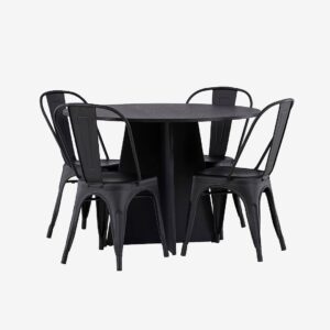 Venture Home – Matgrupp Bootcut med 4st matstolar Tempe – Svart – Matgrupp 4 personer – Från Homeroom