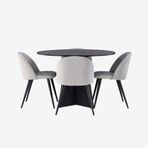 Venture Home – Matgrupp Bootcut med 4st matstolar Velvet – Svart – Matgrupp 4 personer – Från Homeroom