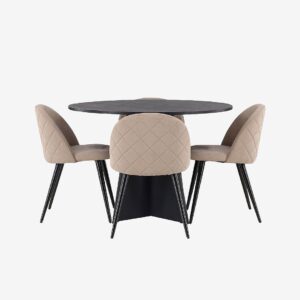 Venture Home – Matgrupp Bootcut med 4st matstolar Velvet – Svart – Matgrupp 4 personer – Från Homeroom