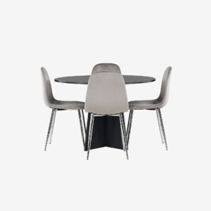 Venture Home – Matgrupp Bootcut med 4st stolar Eva – Svart – Matgrupp 4 personer – Från Homeroom