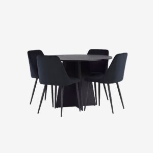 Venture Home – Matgrupp Bootcut med 4st stolar Night – Svart – Matgrupp 4 personer – Från Homeroom