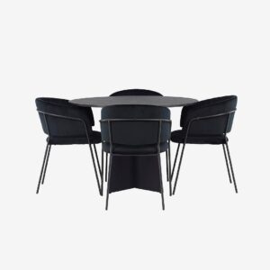 Venture Home – Matgrupp Bootcut med 4st stolar Selma – Svart – Matgrupp 4 personer – Från Homeroom