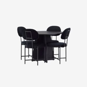 Venture Home – Matgrupp Bootcut med 4st stolar Stella – Svart – Matgrupp 4 personer – Från Homeroom