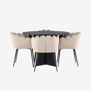 Venture Home – Matgrupp Bootcut med 6st matstolar Limhamn – Svart – Matgrupp 6 personer – Från Homeroom