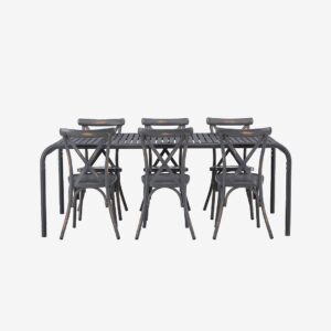 Venture Home – Matgrupp Borneo med 6st matstolar Tablas – Svart – Matgrupper – Från Homeroom