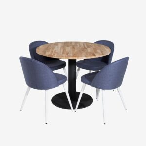 Venture Home – Matgrupp Cirebon med 4st matstolar Velvet – Svart – Matgrupp 4 personer – Från Homeroom