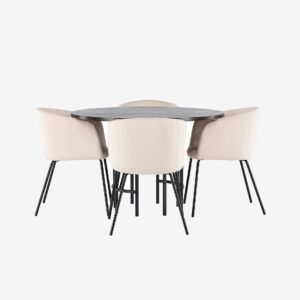 Venture Home – Matgrupp Copenhagen med 4st matstolar Berit – Brun – Matgrupp 4 personer – Från Homeroom