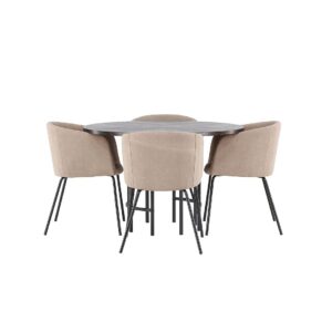 Venture Home – Matgrupp Copenhagen med 4st matstolar Berit – Brun – Matgrupp 4 personer – Från Homeroom