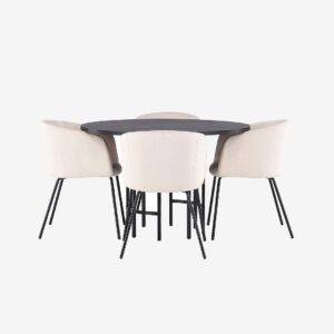 Venture Home – Matgrupp Copenhagen med 4st matstolar Berit – Svart – Matgrupp 4 personer – Från Homeroom