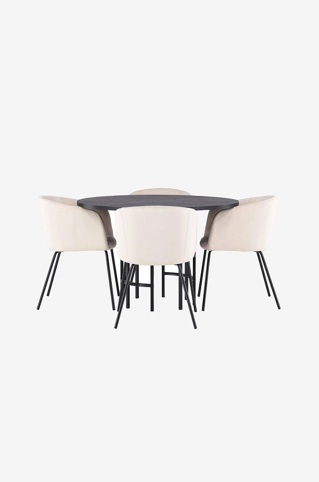 Venture Home – Matgrupp Copenhagen med 4st matstolar Berit – Svart – Matgrupp 4 personer – Från Homeroom