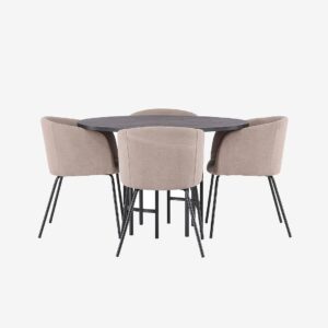 Venture Home – Matgrupp Copenhagen med 4st matstolar Berit – Svart – Matgrupp 4 personer – Från Homeroom