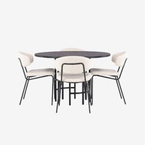 Venture Home – Matgrupp Copenhagen med 4st matstolar Chico – Svart – Matgrupp 4 personer – Från Homeroom