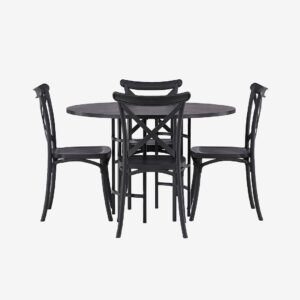 Venture Home – Matgrupp Copenhagen med 4st matstolar Crosett – Svart – Matgrupp 4 personer – Från Homeroom