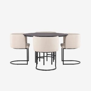 Venture Home – Matgrupp Copenhagen med 4st matstolar Simrishman – Svart – Matgrupp 4 personer – Från Homeroom