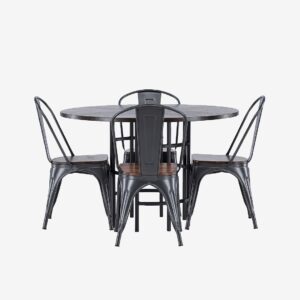 Venture Home – Matgrupp Copenhagen med 4st matstolar Tempe – Brun – Matgrupp 4 personer – Från Homeroom