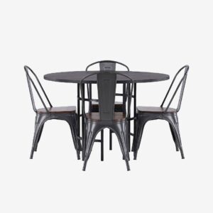 Venture Home – Matgrupp Copenhagen med 4st matstolar Tempe – Svart – Matgrupp 4 personer – Från Homeroom