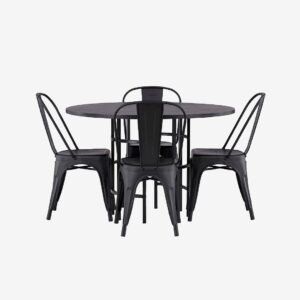 Venture Home – Matgrupp Copenhagen med 4st matstolar Tempe – Svart – Matgrupp 4 personer – Från Homeroom