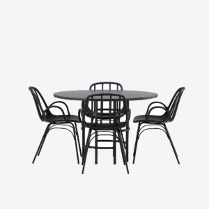 Venture Home – Matgrupp Copenhagen med 4st stolar Dyrön – Svart – Matgrupp 4 personer – Från Homeroom