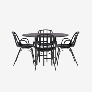 Venture Home – Matgrupp Copenhagen med 4st stolar Dyrön – Svart – Matgrupp 4 personer – Från Homeroom