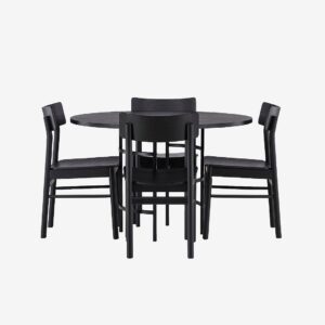 Venture Home – Matgrupp Copenhagen och stolar Montros – Svart – Matgrupp 4 personer – Från Homeroom