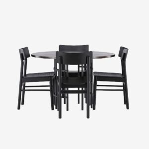 Venture Home – Matgrupp Copenhagen och stolarna Montros – Brun – Matgrupp 4 personer – Från Homeroom