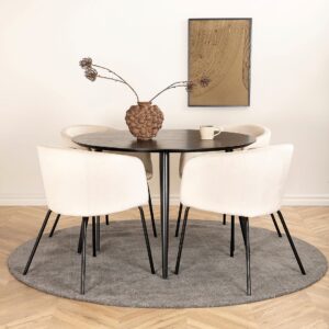 Venture Home – Matgrupp Dipp med 4 st matstolar Berit – Svart – Matgrupp 4 personer – Från Homeroom