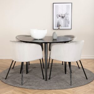 Venture Home – Matgrupp Dipp med 4 st matstolar Berit – Svart – Matgrupp 4 personer – Från Homeroom