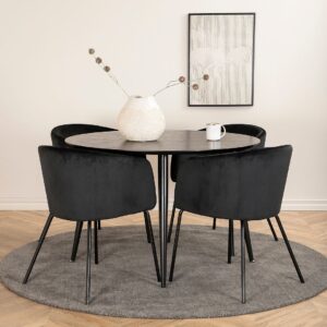 Venture Home – Matgrupp Dipp med 4 st matstolar Berit – Svart – Matgrupp 4 personer – Från Homeroom