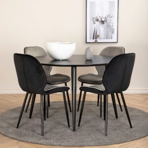 Venture Home – Matgrupp Dipp med 4 st matstolar Emma – Svart – Matgrupp 4 personer – Från Homeroom