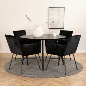 Venture Home – Matgrupp Dipp med 4 st matstolar Petra – Svart – Matgrupp 4 personer – Från Homeroom