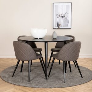 Venture Home – Matgrupp Dipp med 4 st matstolar Velvet Stitches – Svart – Matgrupp 4 personer – Från Homeroom