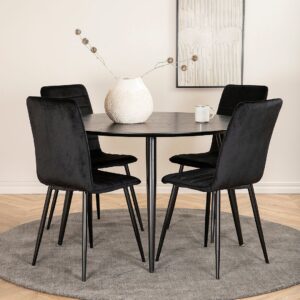 Venture Home – Matgrupp Dipp med 4 st matstolar Windu Lyx – Svart – Matgrupp 4 personer – Från Homeroom