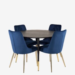 Venture Home – Matgrupp Dipp med 4st matstolar Velvet Deluxe – Svart – Matgrupp 4 personer – Från Homeroom