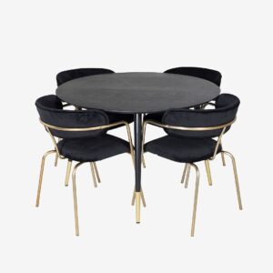 Venture Home – Matgrupp Dipp med 4st stolar Arrow – Svart – Matgrupp 4 personer – Från Homeroom