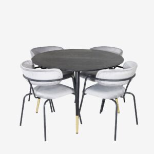 Venture Home – Matgrupp Dipp med 4st stolar Arrow – Svart – Matgrupp 4 personer – Från Homeroom