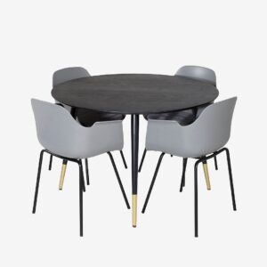 Venture Home – Matgrupp Dipp med 4st stolar Comfort – Svart – Matgrupp 4 personer – Från Homeroom
