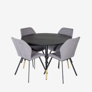 Venture Home – Matgrupp Dipp med 4st stolar Gemma – Svart – Matgrupp 4 personer – Från Homeroom