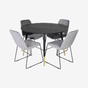 Venture Home – Matgrupp Dipp med 4st stolar Muce – Svart – Matgrupp 4 personer – Från Homeroom