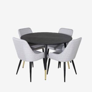 Venture Home – Matgrupp Dipp med 4st stolar Plaza – Svart – Matgrupp 4 personer – Från Homeroom