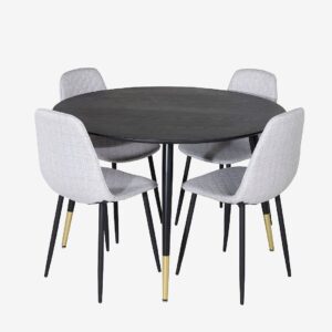 Venture Home – Matgrupp Dipp med 4st stolar Polar – Svart – Matgrupp 4 personer – Från Homeroom