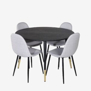 Venture Home – Matgrupp Dipp med 4st stolar Polar – Svart – Matgrupp 4 personer – Från Homeroom