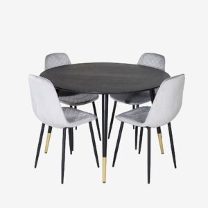 Venture Home – Matgrupp Dipp med 4st stolar Polar – Svart – Matgrupp 4 personer – Från Homeroom