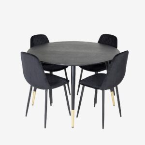 Venture Home – Matgrupp Dipp med 4st stolar Polar – Svart – Matgrupp 4 personer – Från Homeroom