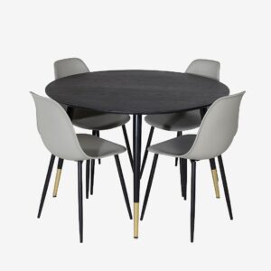 Venture Home – Matgrupp Dipp med 4st stolar Polar – Svart – Matgrupp 4 personer – Från Homeroom