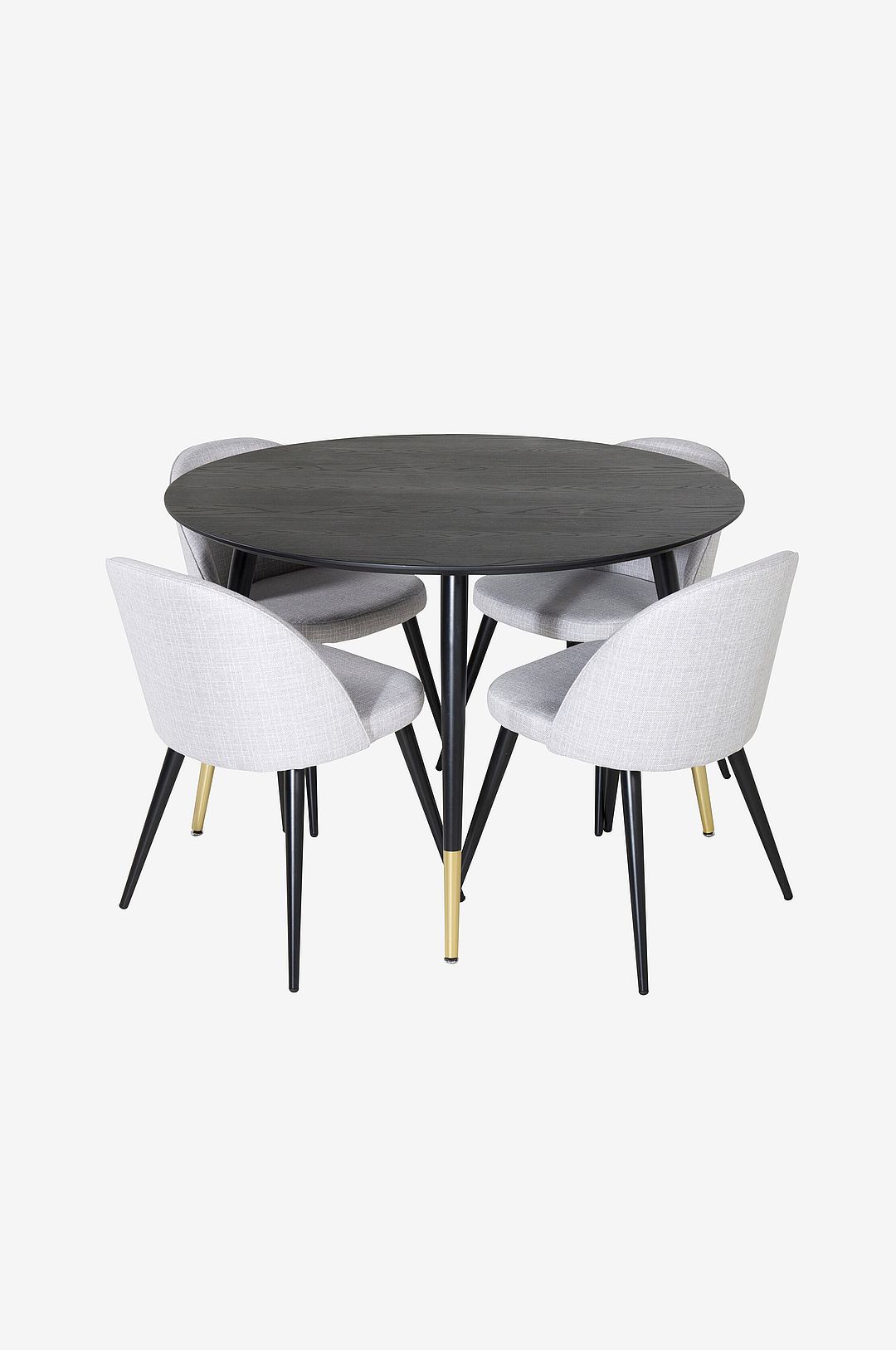 Venture Home – Matgrupp Dipp med 4st stolar Velvet – Svart – Matgrupp 4 personer – Från Homeroom