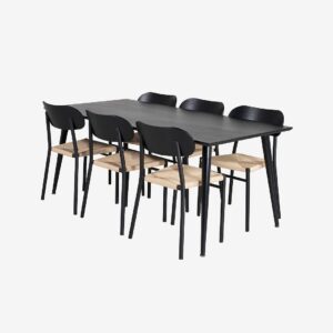 Venture Home – Matgrupp Dipp med 6 stolar Polly – Svart – Matgrupp 6 personer – Från Homeroom